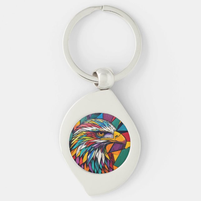 Colourful eagle artwork keychain (Front)