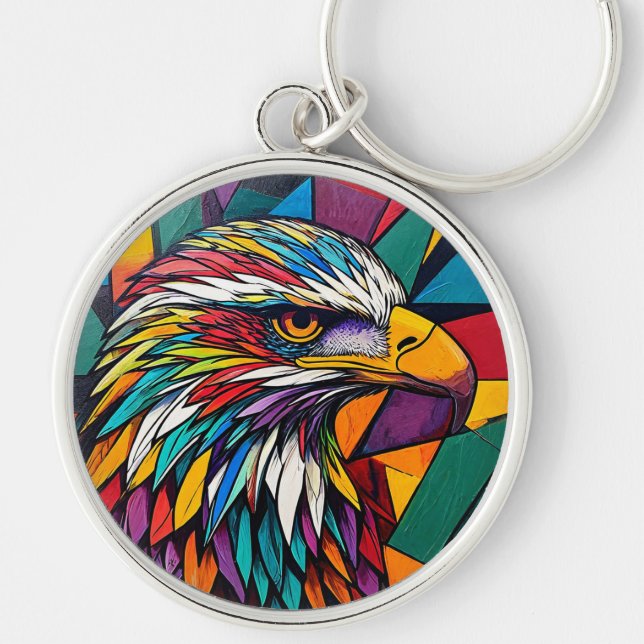 Colourful eagle artwork keychain (Front)