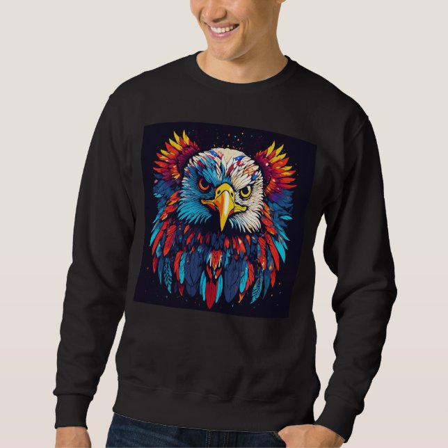 Colourful Eagle Head Graphic Sweatshirt" Sweatshirt (Front)