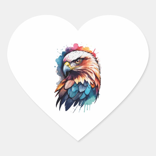 Colourful Eagle Heart Sticker (Front)