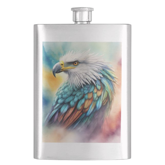 Colourful Eagle Hip Flask (Front)