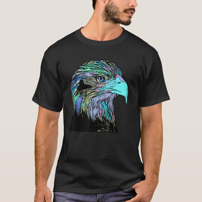Colourful Eagle imprint american bird animal motif T-Shirt (Front)