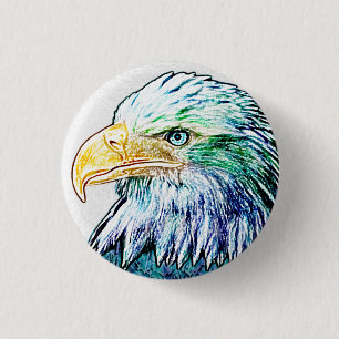 Colourful Eagle Sketch 1 Inch Round Button