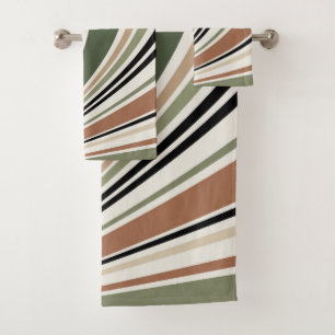 Colourful earth colours retro vibes bath towel set