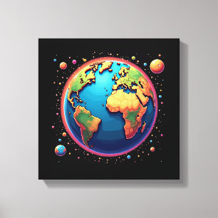 Colourful Earth in Space Canvas Wall Art