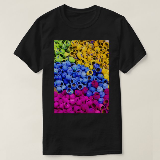Colourful earthen pots in random formation abstrac T-Shirt (Design Front)