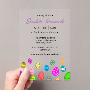 Colourful Easter Brunch Acrylic Invitations