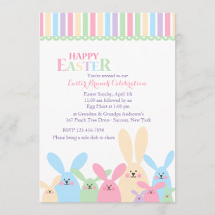 Colourful Easter Bunnies Invitation
