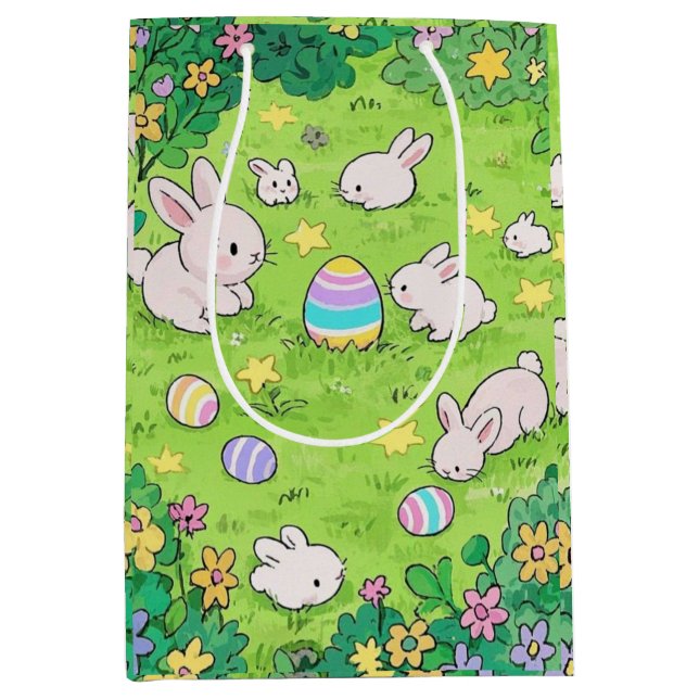Colourful Easter Bunnies  Medium Gift Bag (Front)