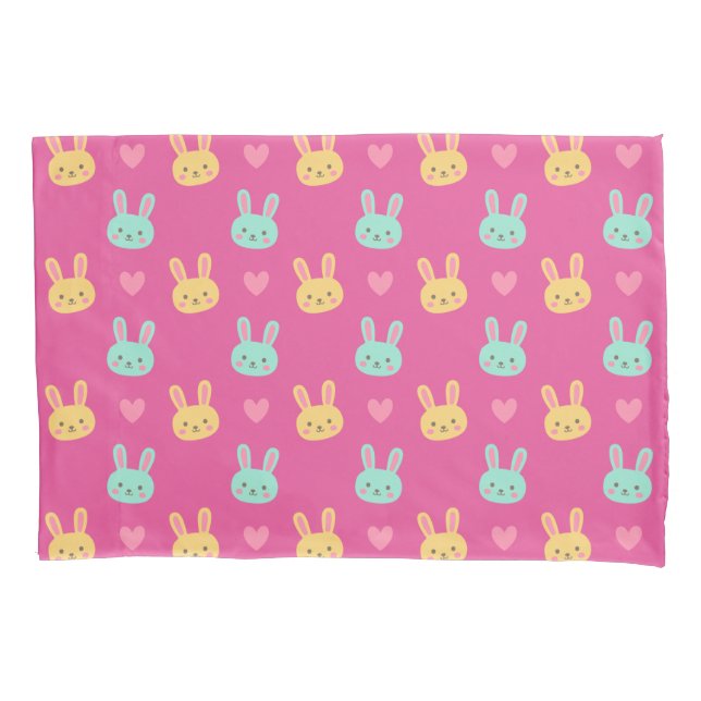 Colourful Easter Bunnies Pattern | Pillowcase (Front-Left)