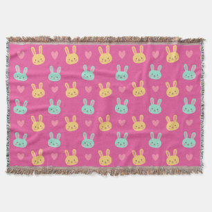Colourful Easter Bunnies Pattern Throw Blanket