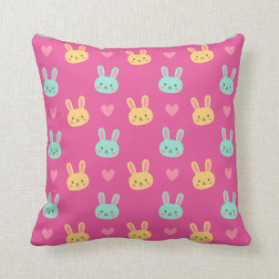 Colourful Easter Bunnies Pattern Throw Pillow