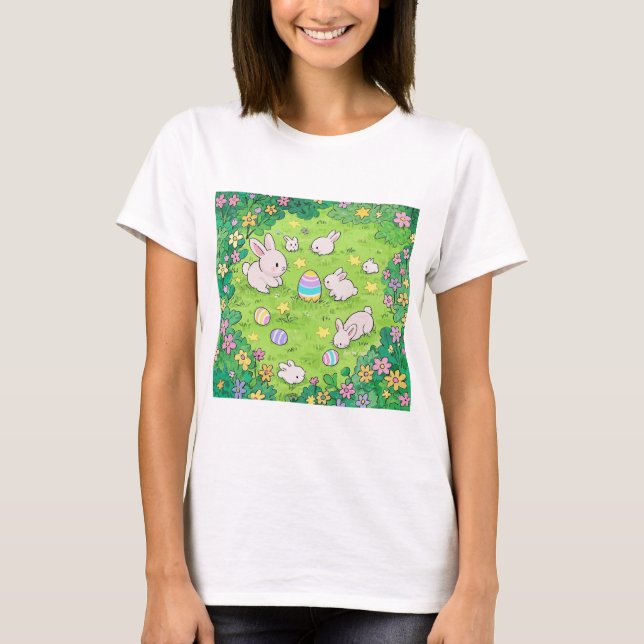 Colourful Easter Bunnies  T-Shirt (Front)