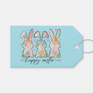 Colourful Easter Bunnies with Bows Gift Tags