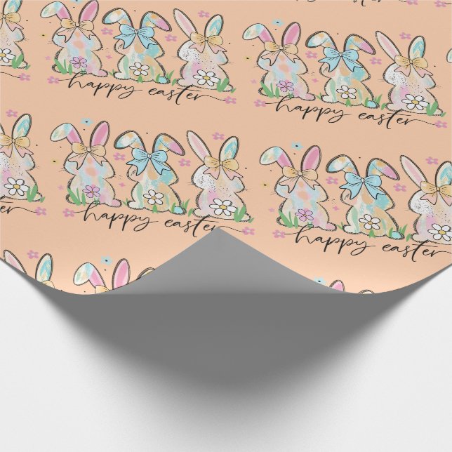 Colourful Easter Bunnies with Bows Wrapping Paper (Corner)