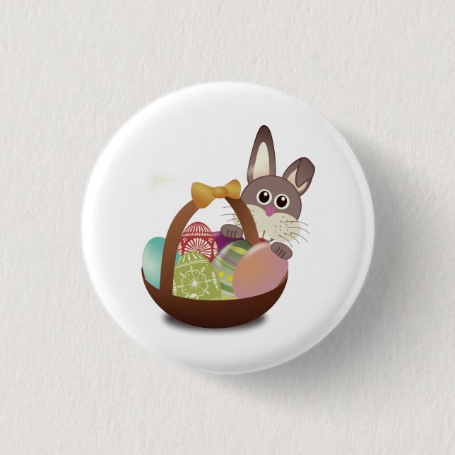 Colourful Easter Bunny And Eggs  1 Inch Round Button (Front)