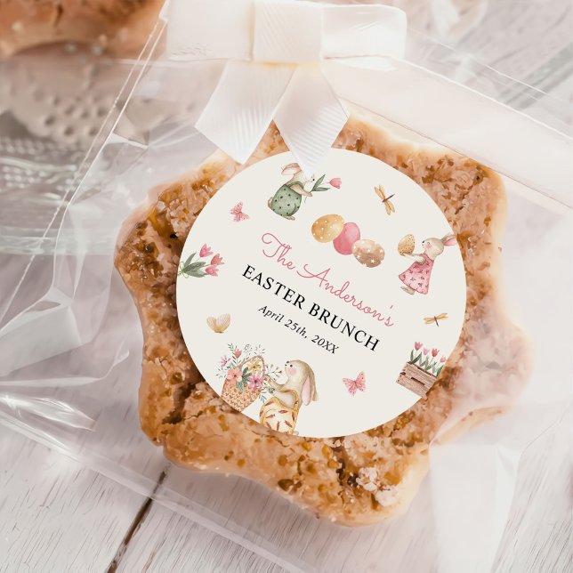 Colourful Easter Bunny Easter Egg Hunt Party Classic Round Sticker (Creator Uploaded)