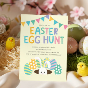 Colourful Easter Bunny Easter Egg Hunt Party Invitation