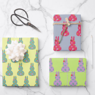 Colourful Easter Bunny Pattern Wrapping Paper Sheet