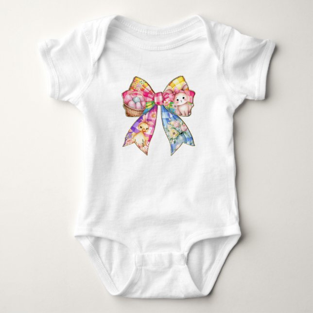 Colourful Easter Coquette Bow Baby Bodysuit (Front)