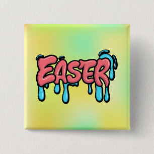 Colourful Easter Drip Text Graffiti Style Design 2 Inch Square Button