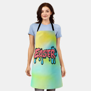 Colourful Easter Drip Text Graffiti Style Design Apron