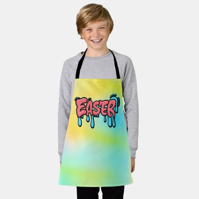 Colourful Easter Drip Text Graffiti Style Design Apron (Worn)