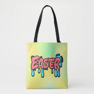 Colourful Easter Drip Text Graffiti Style Design Tote Bag