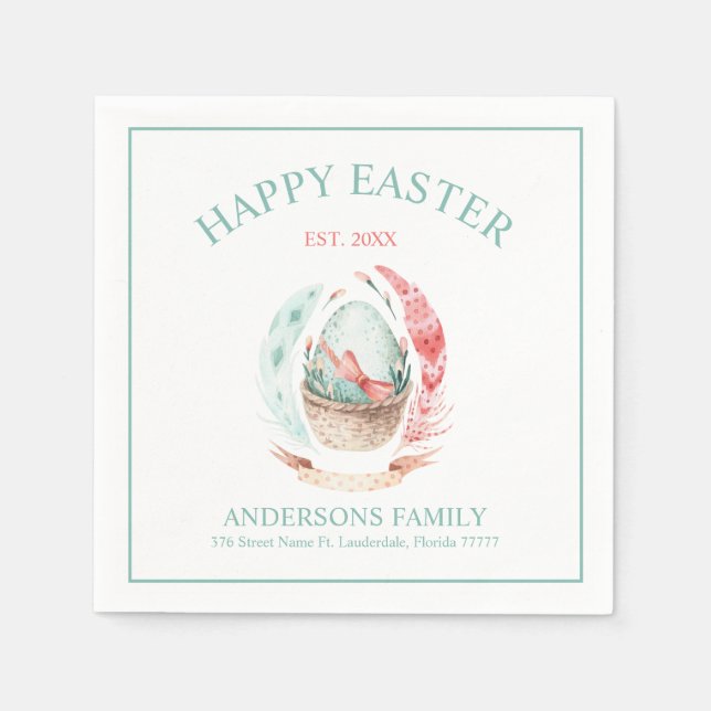 Colourful Easter egg and feathers Napkin (Front)
