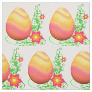 Colourful Easter Egg and Flowers 4.5" Fabric
