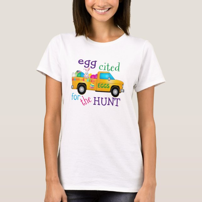 Colourful Easter Egg Hunt Bunny Truck T-Shirt (Front)