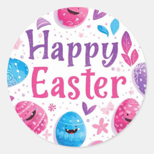 Colourful Easter Egg Hunt Classic Round Sticker 