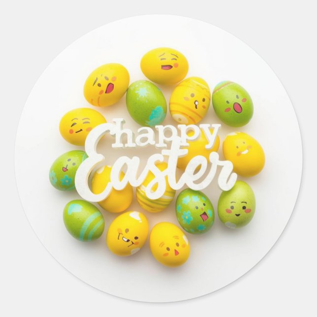 Colourful Easter Egg Hunt Classic Round Sticker  (Front)
