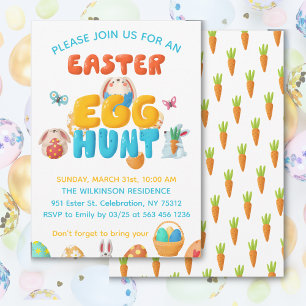 Colourful Easter Egg Hunt Party  Invitation