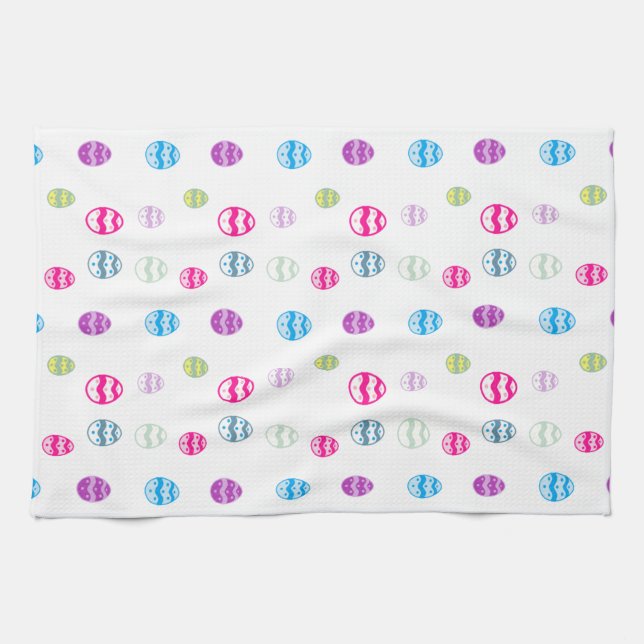 Colourful Easter Egg Pattern Kitchen Towel (Horizontal)