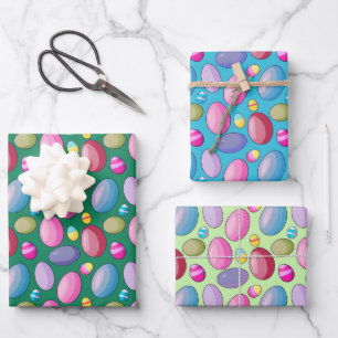 Colourful Easter Egg Pattern Wrapping Paper Sheet