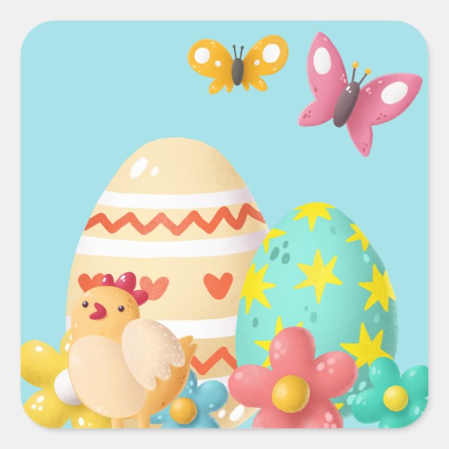 Colourful Easter Egg  Square Sticker (Front)