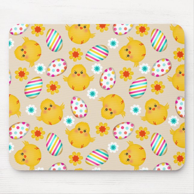 Colourful Easter Eggs and Chicks Pattern Mouse Pad (Front)