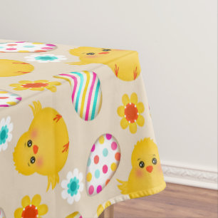 Colourful Easter Eggs and Chicks Pattern Tablecloth
