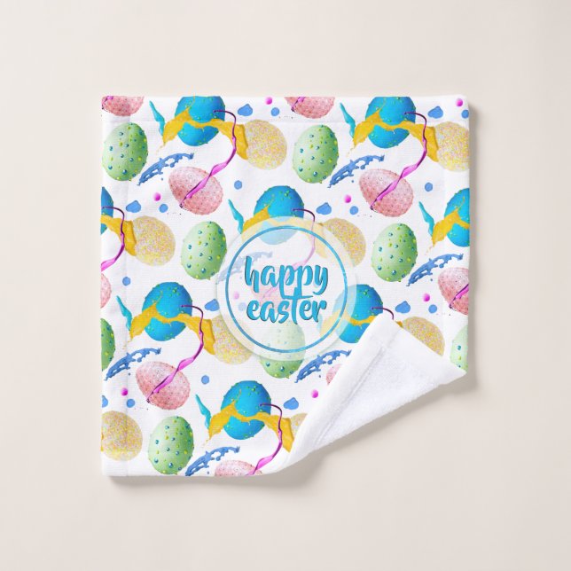 Colourful Easter Eggs and Paint Splash Wash Cloth (Wash Cloth)
