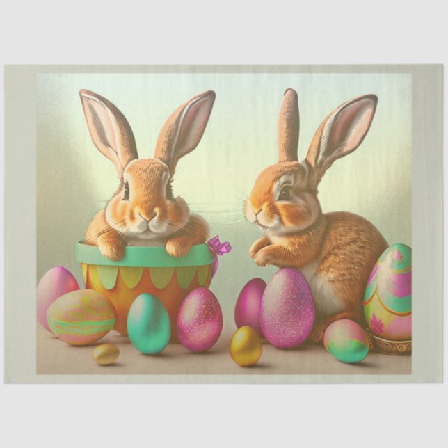 Colourful Easter Eggs and Rabbits Collection Tissue Paper (Front)