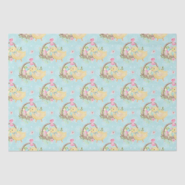 Colourful Easter Eggs Baby Chicken Flowers  Tissue Tissue Paper (Front)