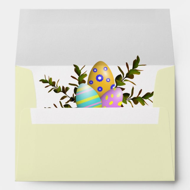 Colourful Easter Eggs Botanical Elegant  Envelope (Back (Bottom))