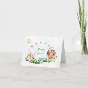 Colourful Easter eggs, bunny, daisy Sister Holiday Card