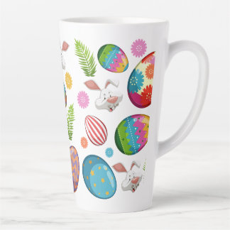 Colourful Easter Eggs Bunny Faces-23172 Latte Mug