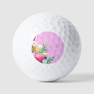 Colourful Easter Eggs Bunny Floral Easter Text  Golf Balls