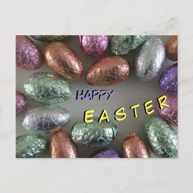 Colourful Easter Eggs Cust. Happy Easter Postcard (Front)