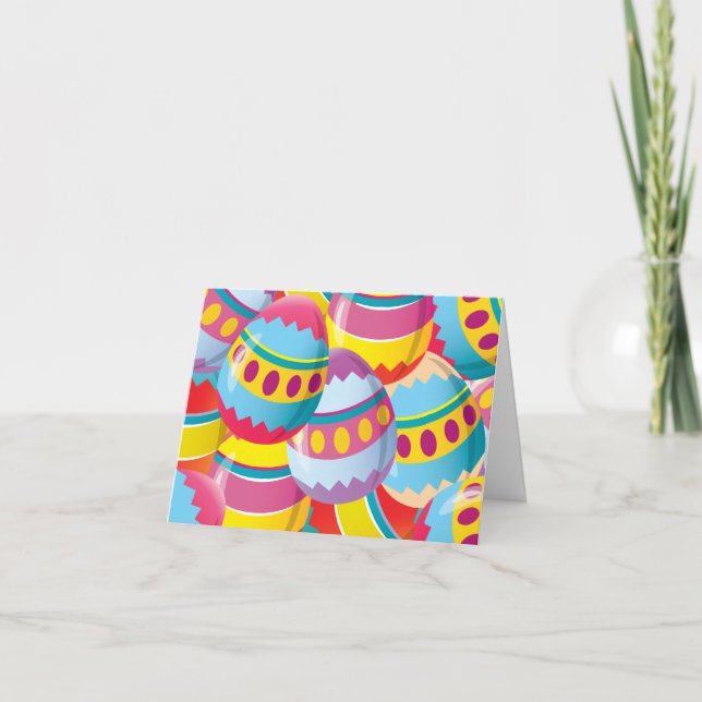 Colourful Easter Eggs - Fiesta Colours Holiday Card (Front)