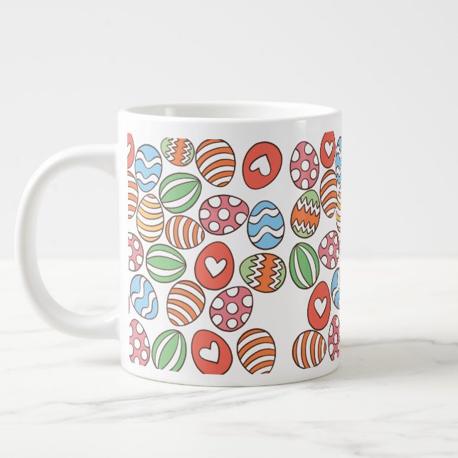 Colourful Easter Eggs Giant Coffee Mug – Spring Cu (Left)