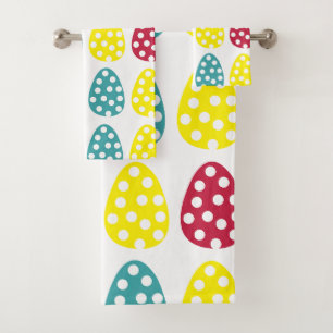Colourful Easter Eggs Happy Easter Bath Towel Set